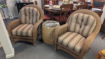 Wicker chairs and table