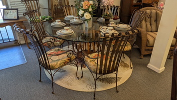 Glass and metal dining table